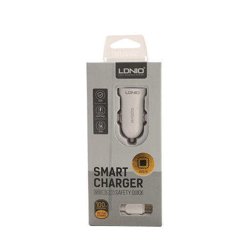 شارژر فندکی الدینیو مدل DL-C17 همراه با کابل microUSB